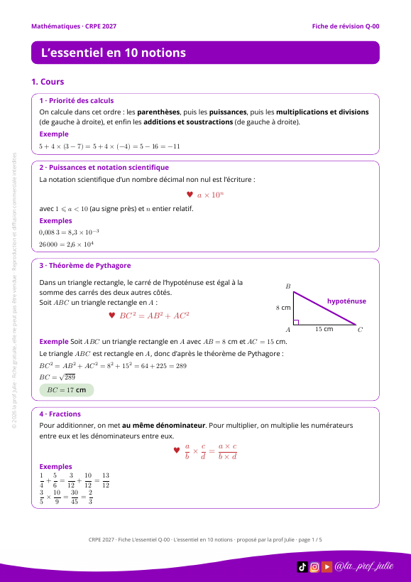 Aperçu de la première page de la fiche L'essentiel en 10 notions